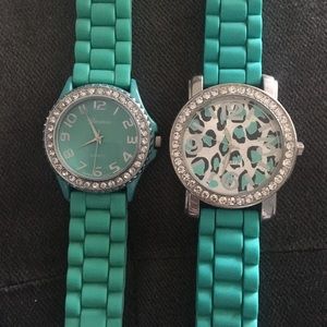 Teal Bling Watch Set